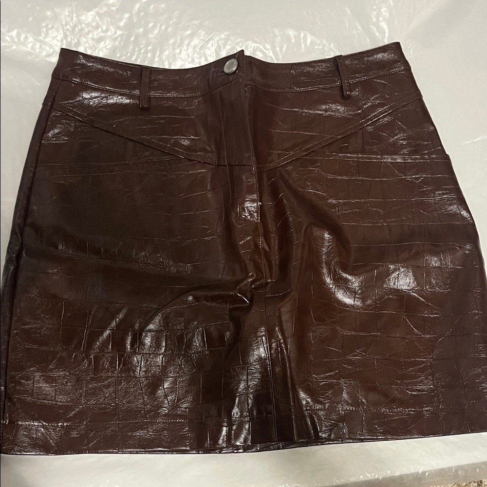 Avec Les Filles Brown Mini Skirt